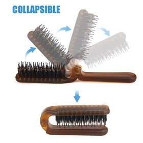 Ancable Travel Folding Hair Brush with nylon bristles close-up