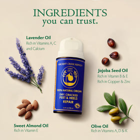 Ancient Greek Remedy foot balm with lavender flowers