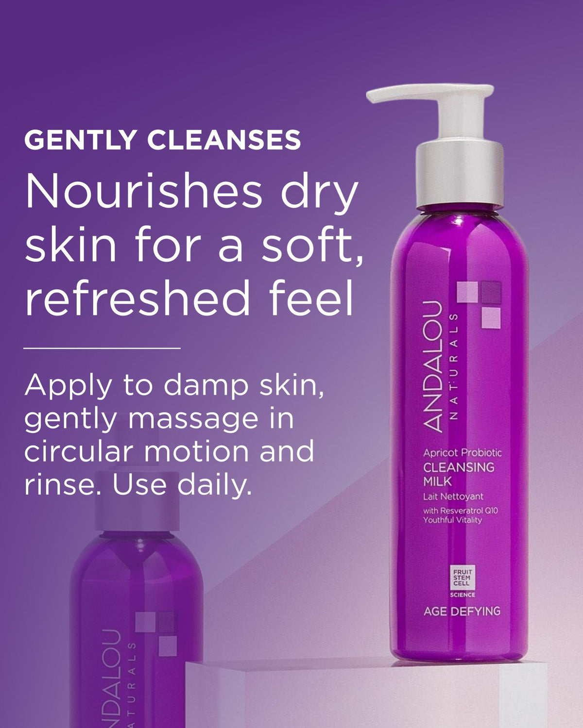 Andalou Naturals Cleansing Milk in a lifestyle scene with natural elements