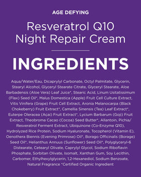 Andalou Naturals Resveratrol Q10 Night Repair Cream in a bathroom setting