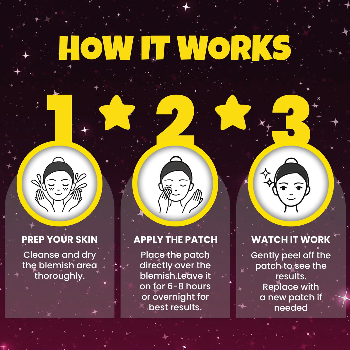 Andlane star pimple patches in use on a person's face