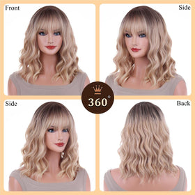 ANESHE 14-Inch Blonde Ombre Wig back view