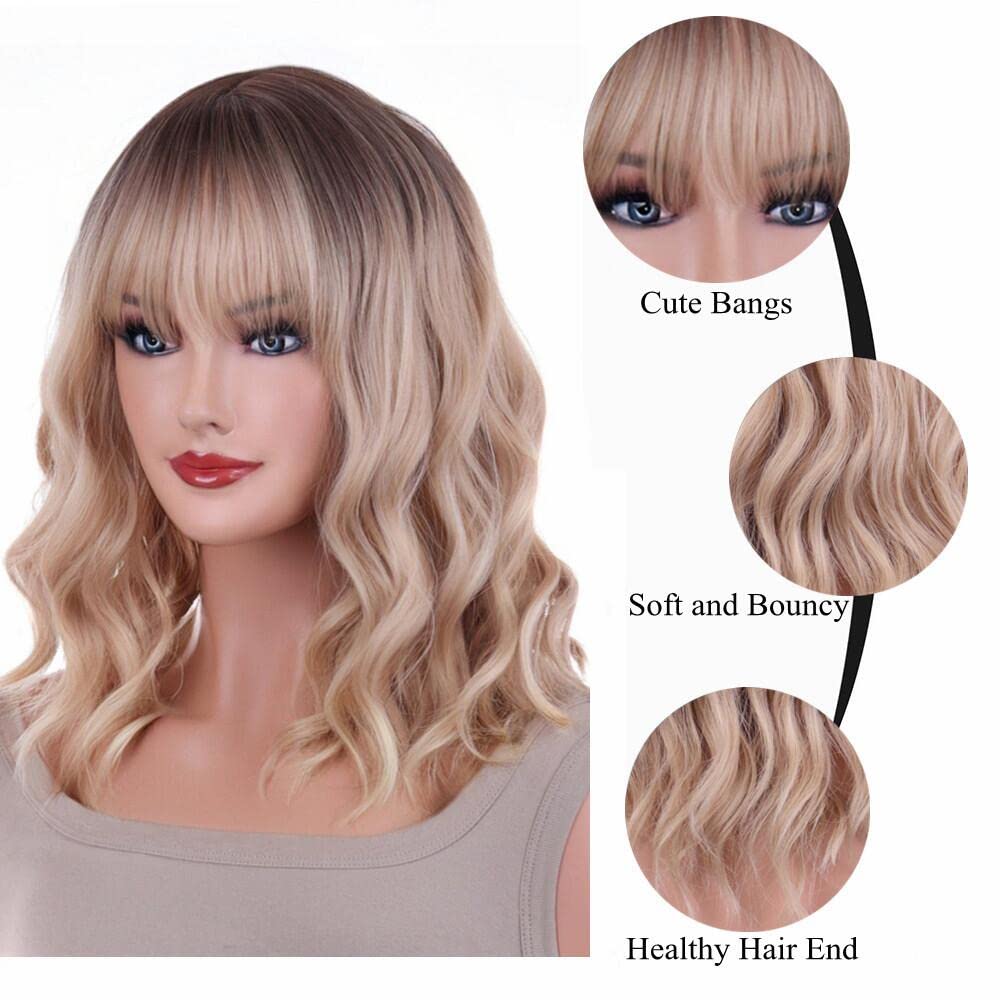 ANESHE 14-Inch Blonde Ombre Wig side view showcasing curls