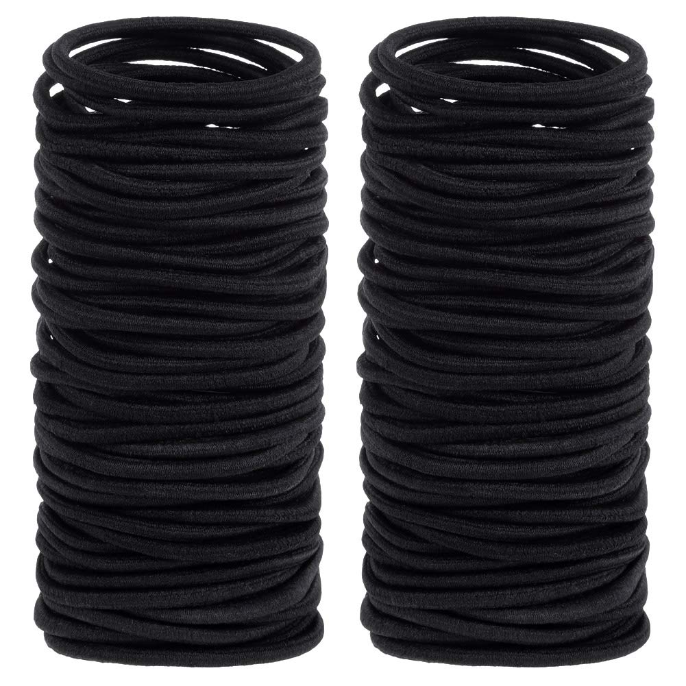 Anezus 200 Pcs black elastics hair ties front view