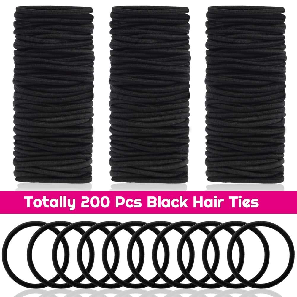 Anezus black hair ties in a bulk pack