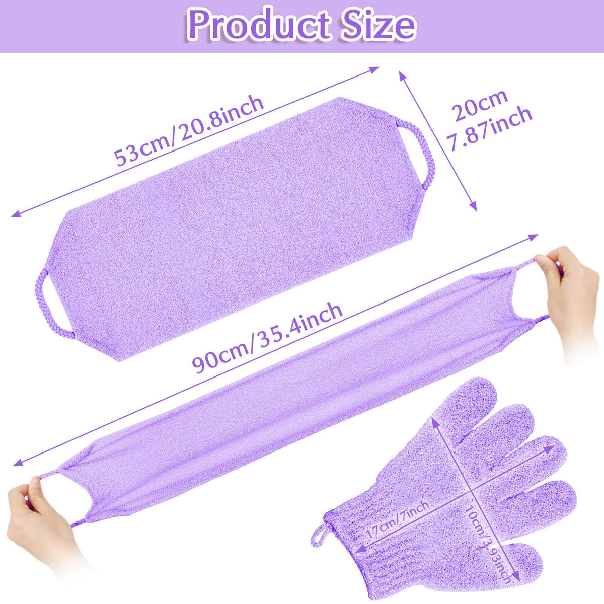 Anezus exfoliating back scrubber and gloves set packaging