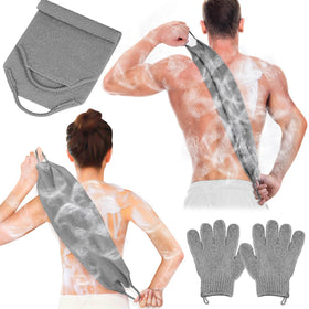 Anezus Exfoliating Back Scrubber Gloves Set in grey, front view