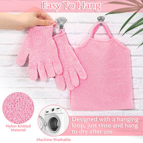 Anezus pink gloves hanging for drying
