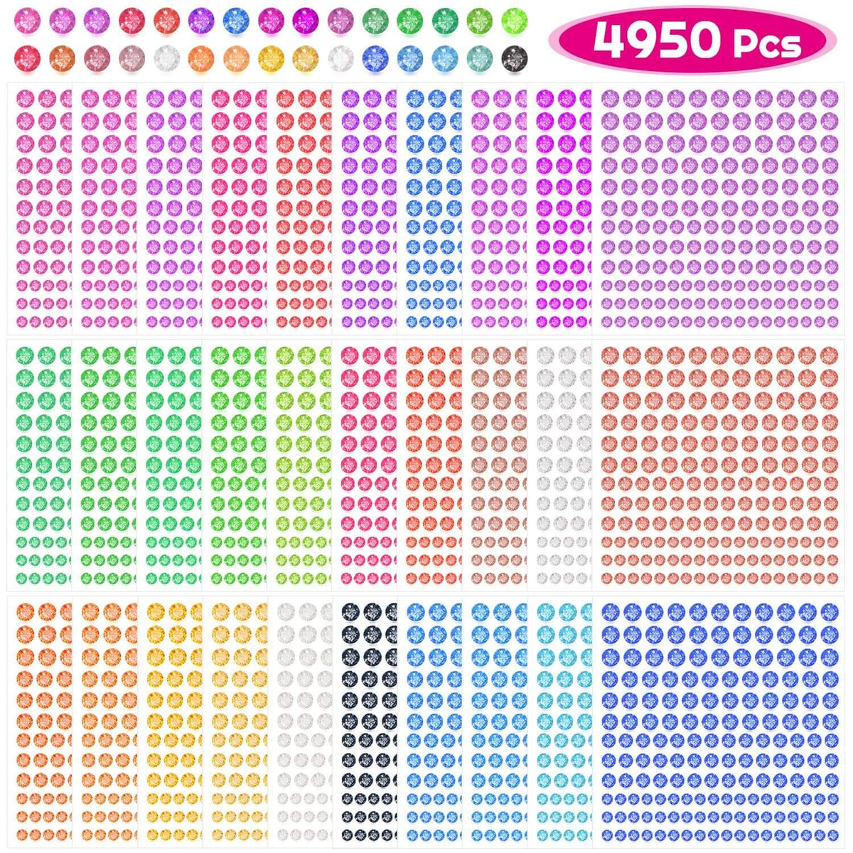 Anezus rhinestone stickers 4950pcs assorted colours front view