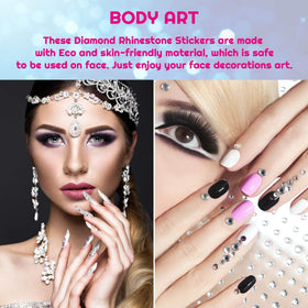 Anezus rhinestone stickers displayed on a nail art design
