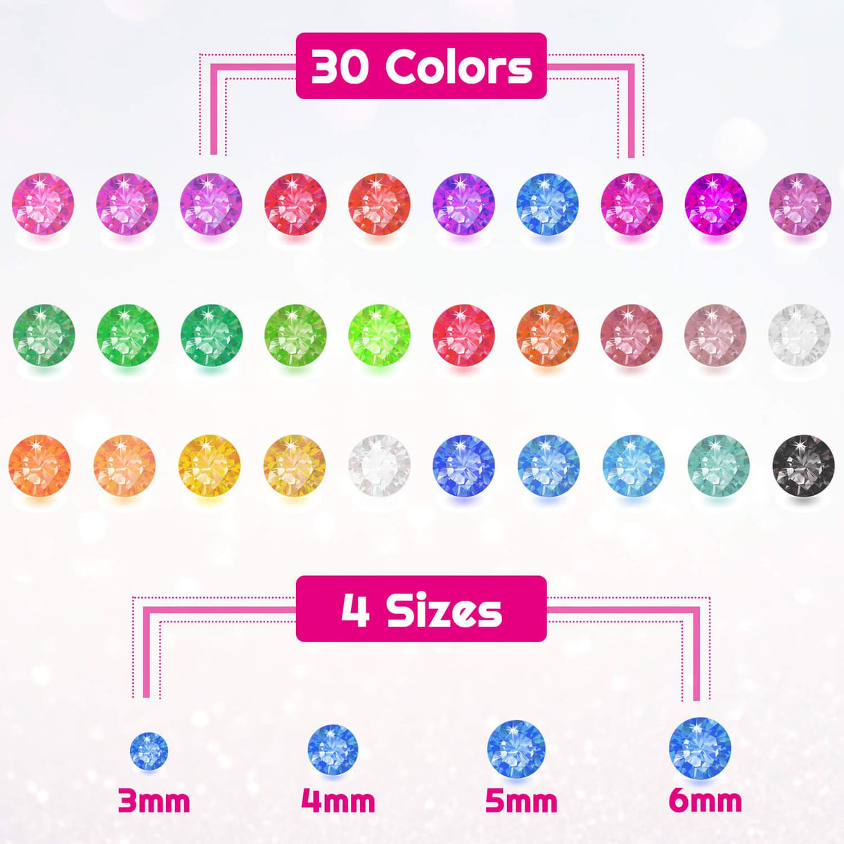 Anezus rhinestone stickers in multiple colours and sizes