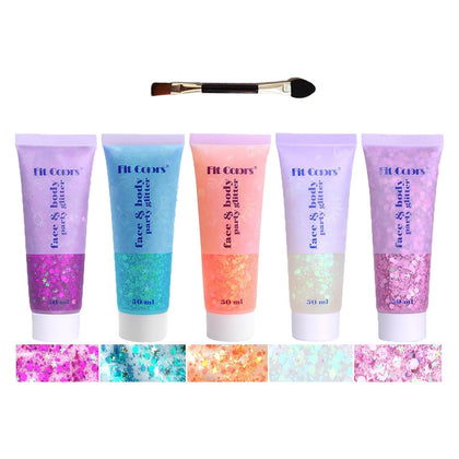 Angels Beauty Face Body Glitter Gel 250ml front view with holographic sequins