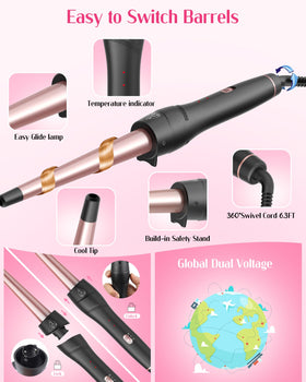 ANIEKIN curling iron set with heat-resistant gloves