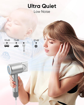 ANIEKIN hair dryer in use on long hair