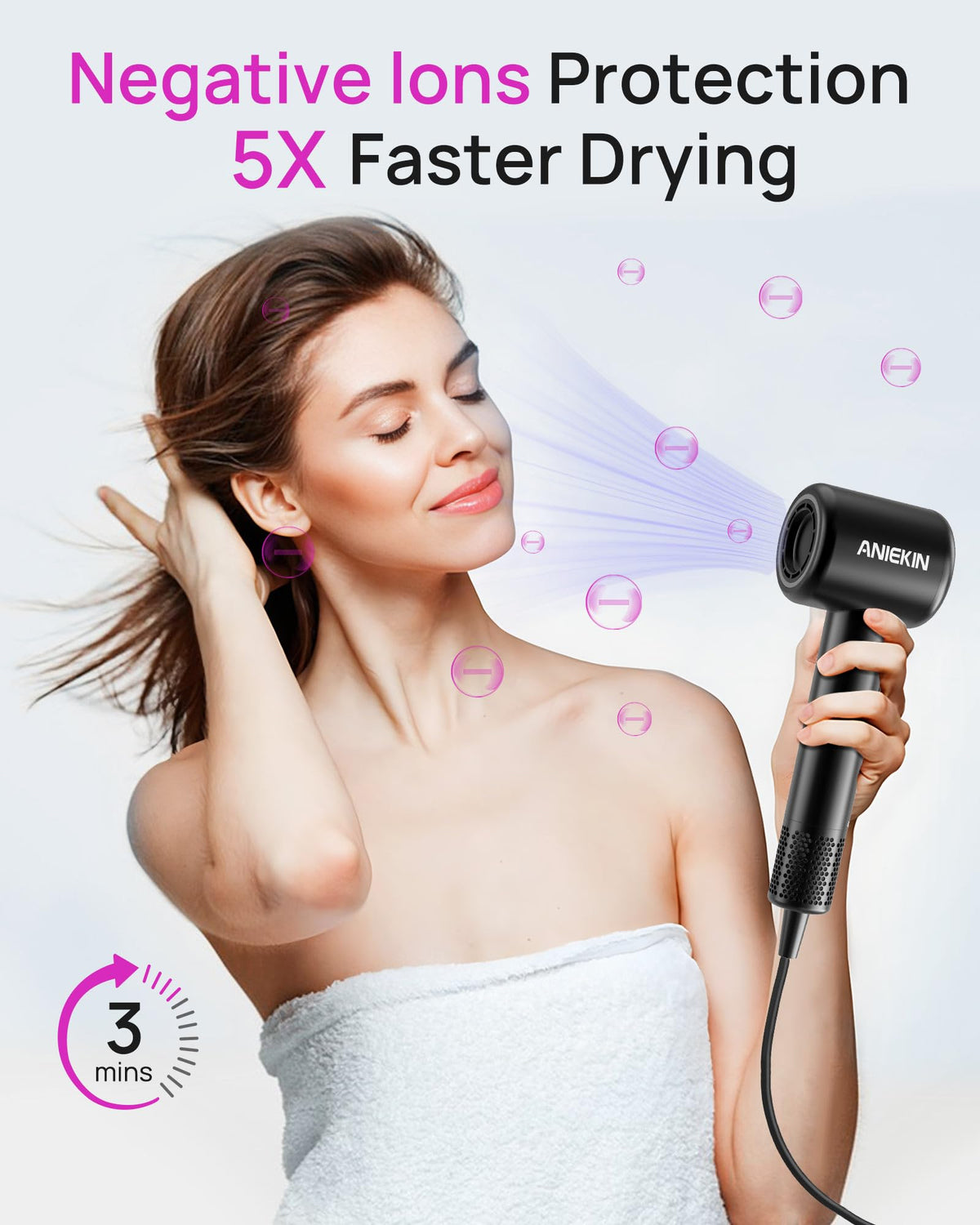 ANIEKIN Hair Dryer showing control buttons and design