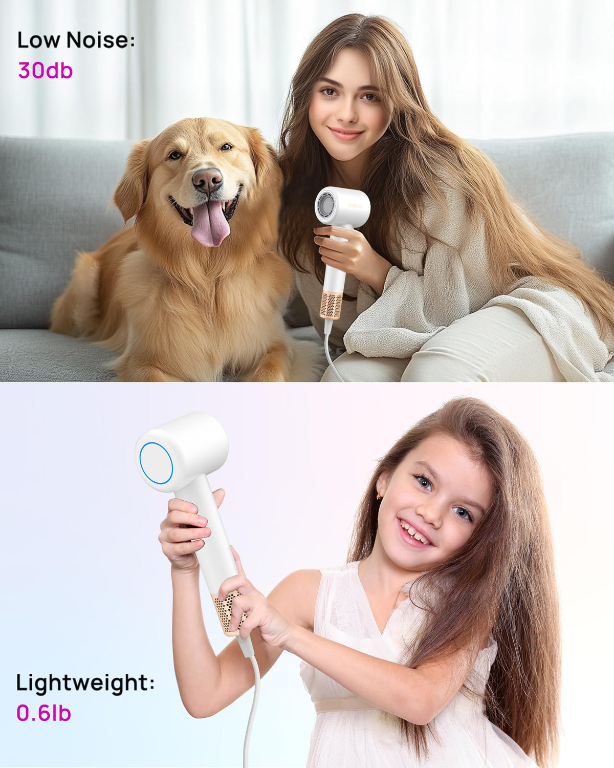 ANIEKIN Hair Dryer with magnetic diffuser attachment