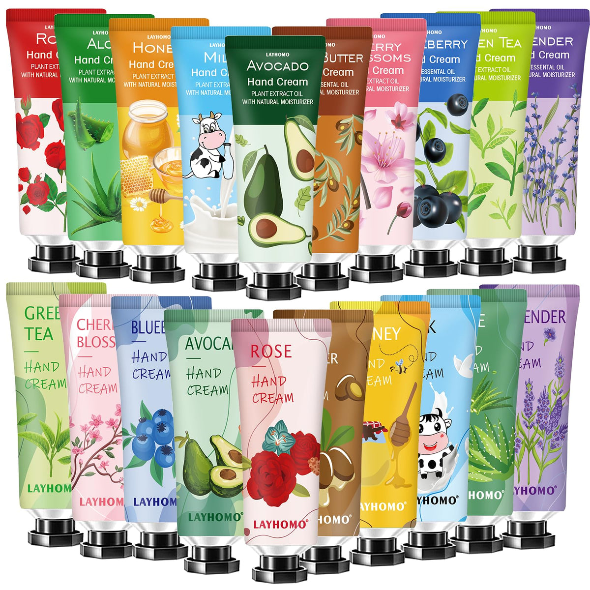 Ankooy 20 Pack Hand Cream Gift Set front view with assorted scents