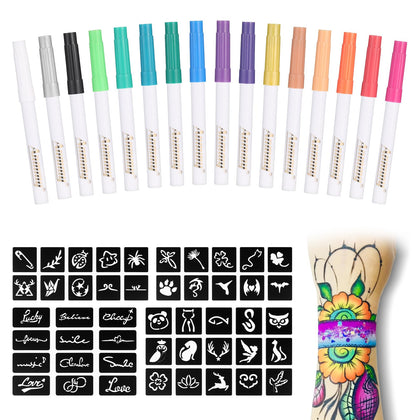Anmmy 16-count temporary tattoo markers assorted colours front view