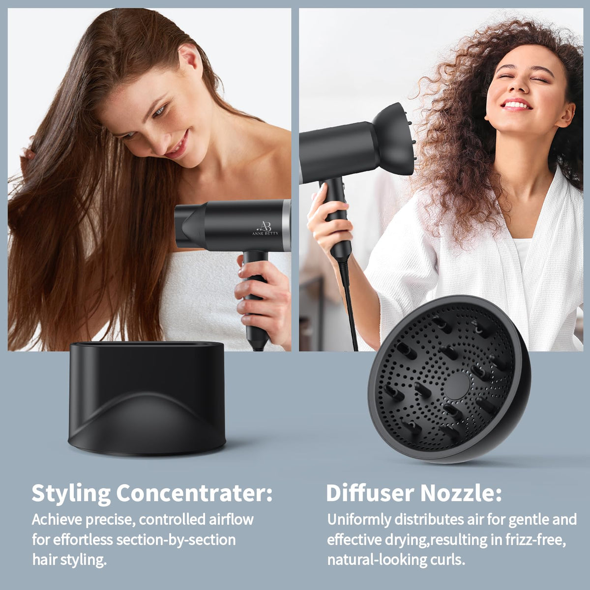 ANNE BETTY Ionic Hair Dryer back view with power cord