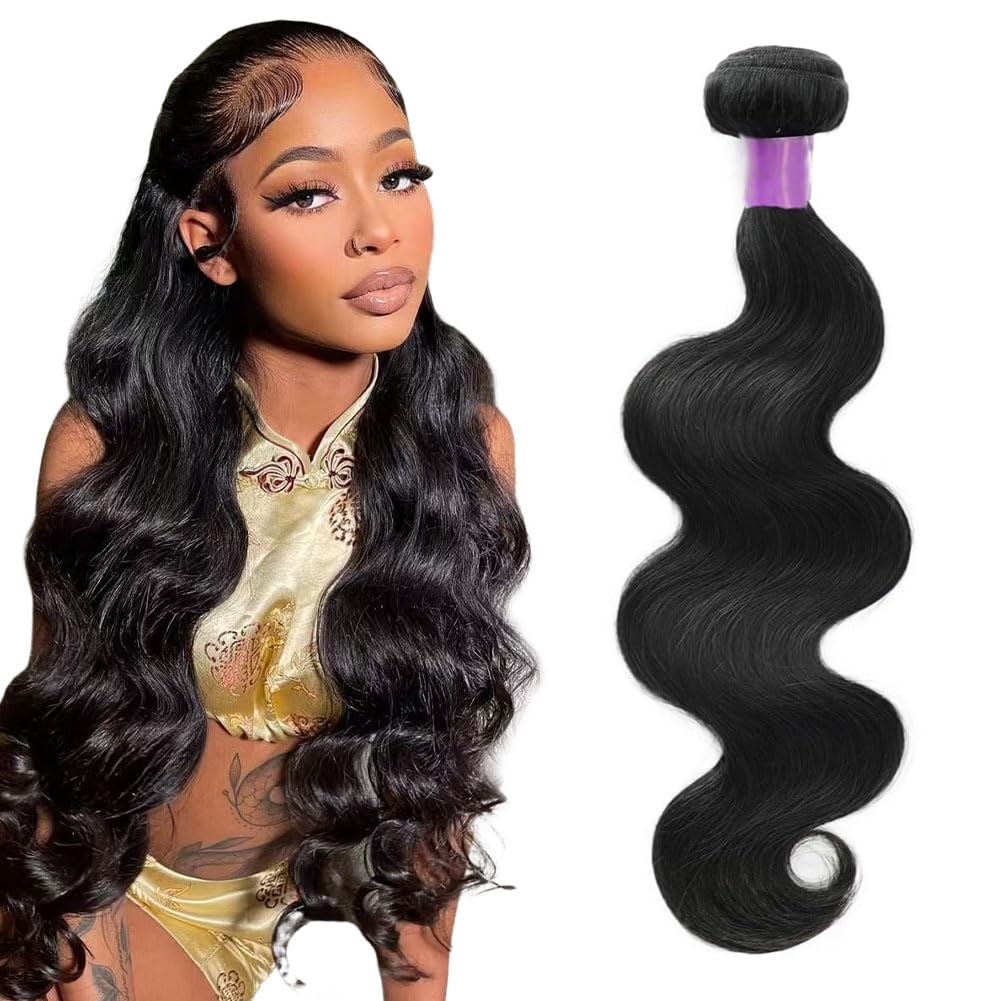 ANNELBEL 12A Body Wave Bundle front view, natural black, 24 inch