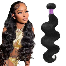 ANNELBEL 12A Body Wave Bundle front view, natural black, 24 inch