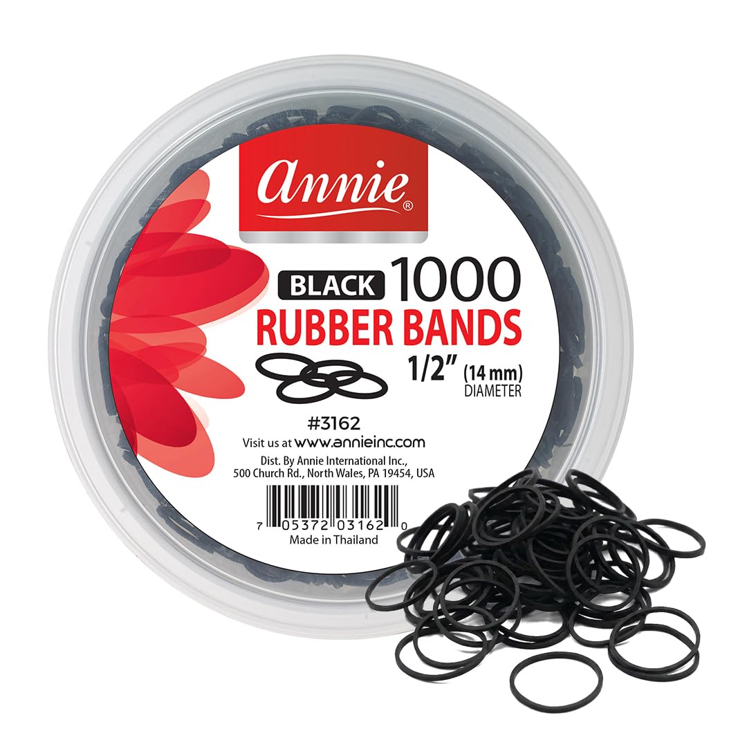 Annie 1000 Black Mini Rubber Bands front view packaging