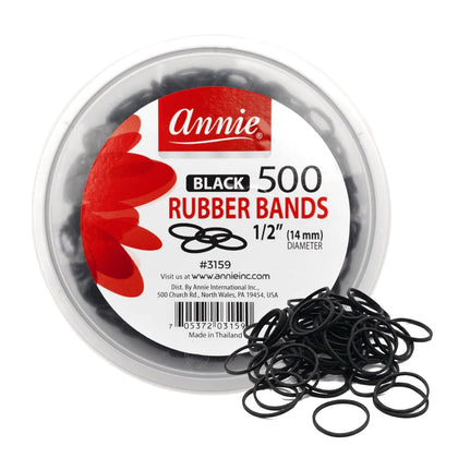 Annie Rubber Bands 14mm black elastic hair ties pack front view