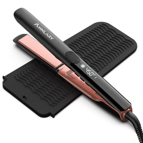 ANNLARY 1 Inch Hair Straightener front view with heat-resistant silicone mat