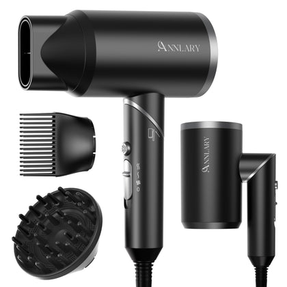 ANNLARY 1800W Hair Dryer front view with comb attachment