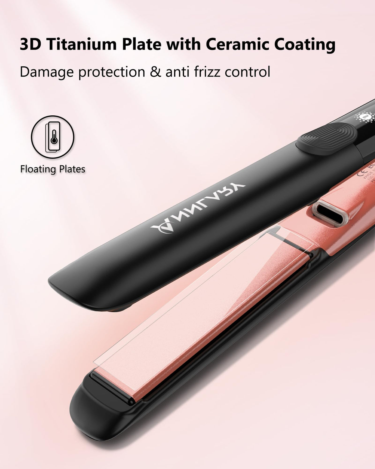ANNLARY hair straightener adjustable temperature LED display