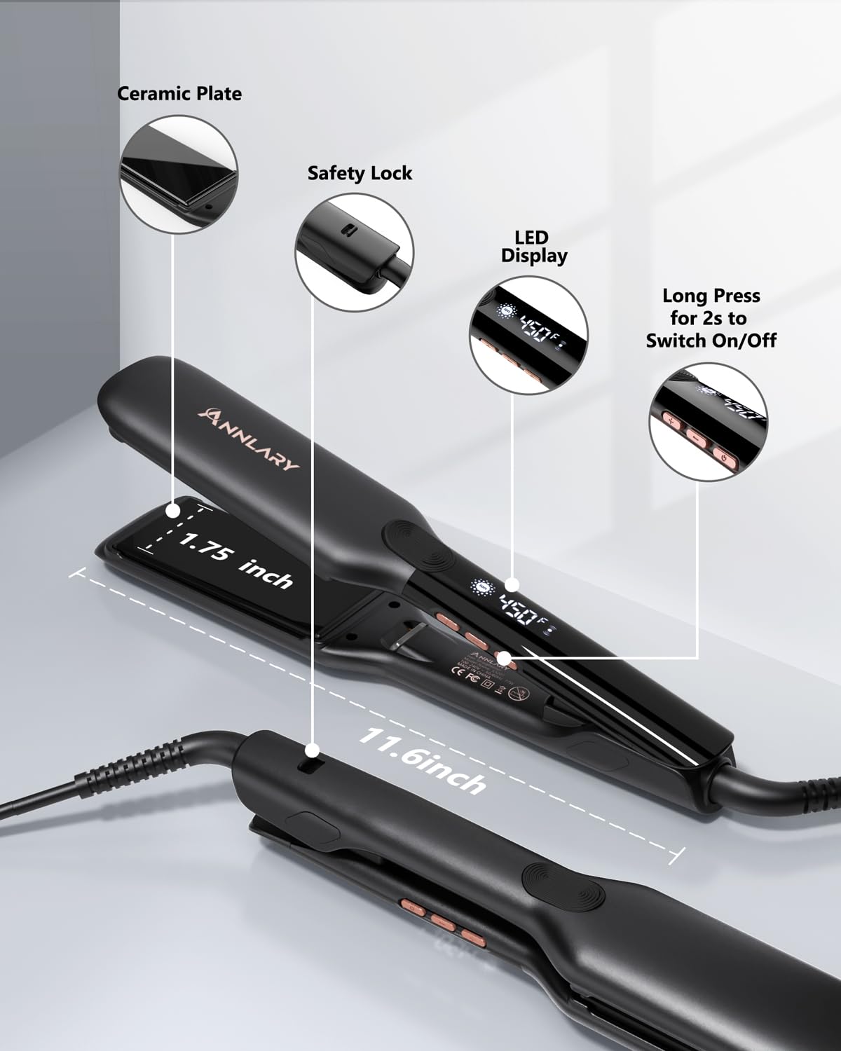 ANNLARY Hair Straightener side view