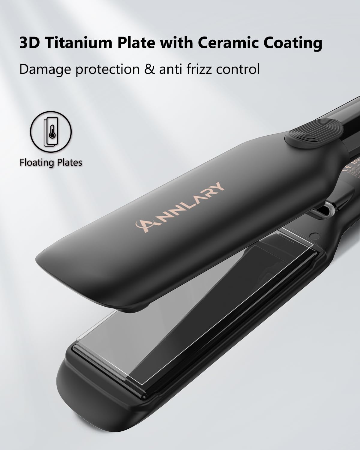 ANNLARY Hair Straightener titanium plate close-up