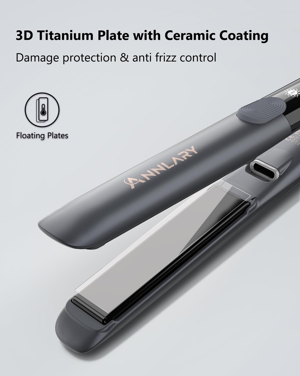 ANNLARY hair straightener with heat-resistant silicone pad