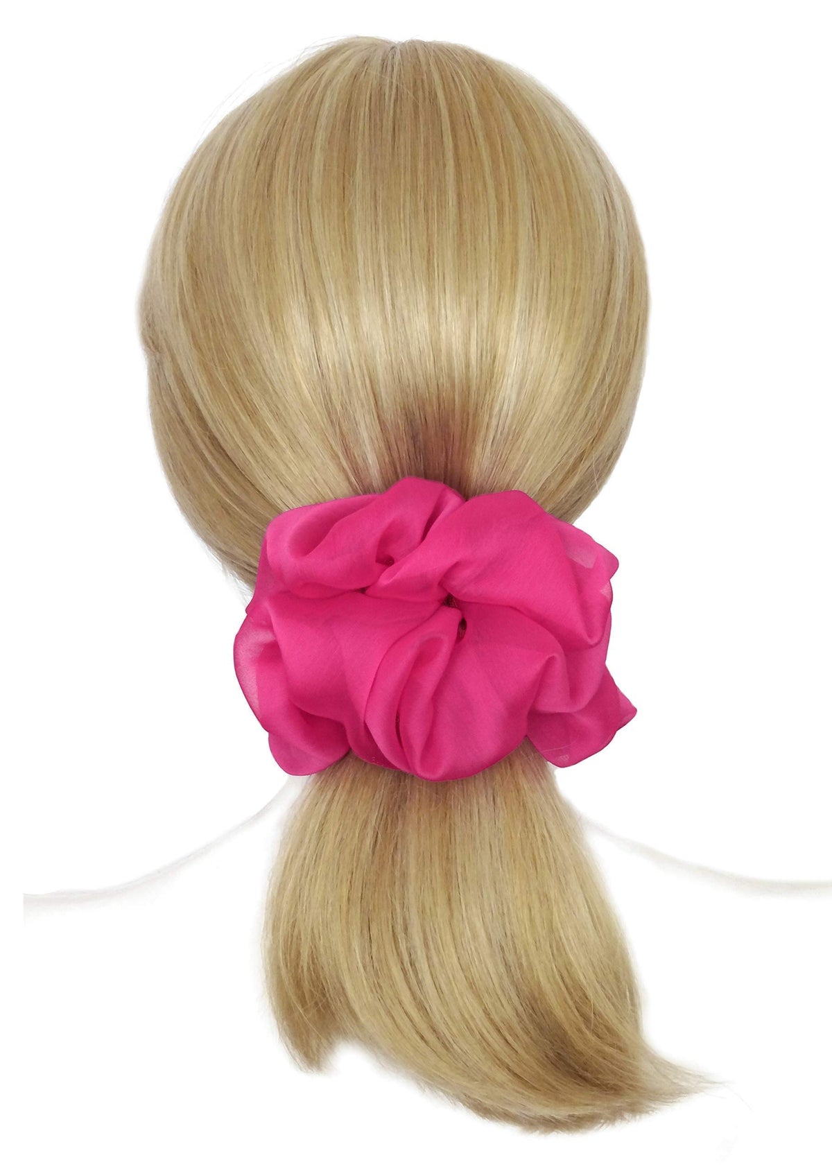 AnnushkaHomeDecor Big Scrunchie Hot Pink packaging with silver ribbon
