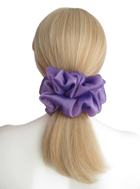 AnnushkaHomeDecor Big Scrunchie in Purple Amethyst displayed in clear box