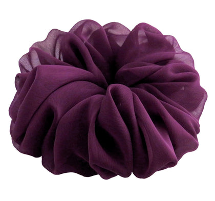 AnnushkaHomeDecor Big Scrunchie in Purple Eggplant front view
