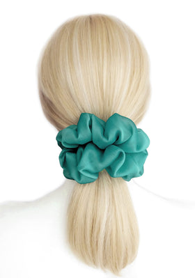 AnnushkaHomeDecor Big Scrunchie Teal Blue in clear box