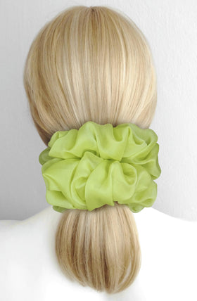 AnnushkaHomeDecor Big Scrunchies Lime Green side view