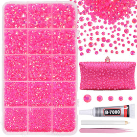 AnoleAir 12000Pcs hot pink rhinestones kit front view