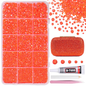 AnoleAir 12000Pcs Orange Rhinestones Kit with assorted sizes
