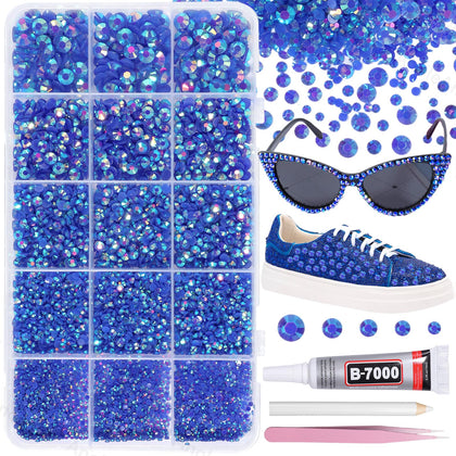 AnoleAir 12000Pcs Royal Blue AB Rhinestones Kit with tools