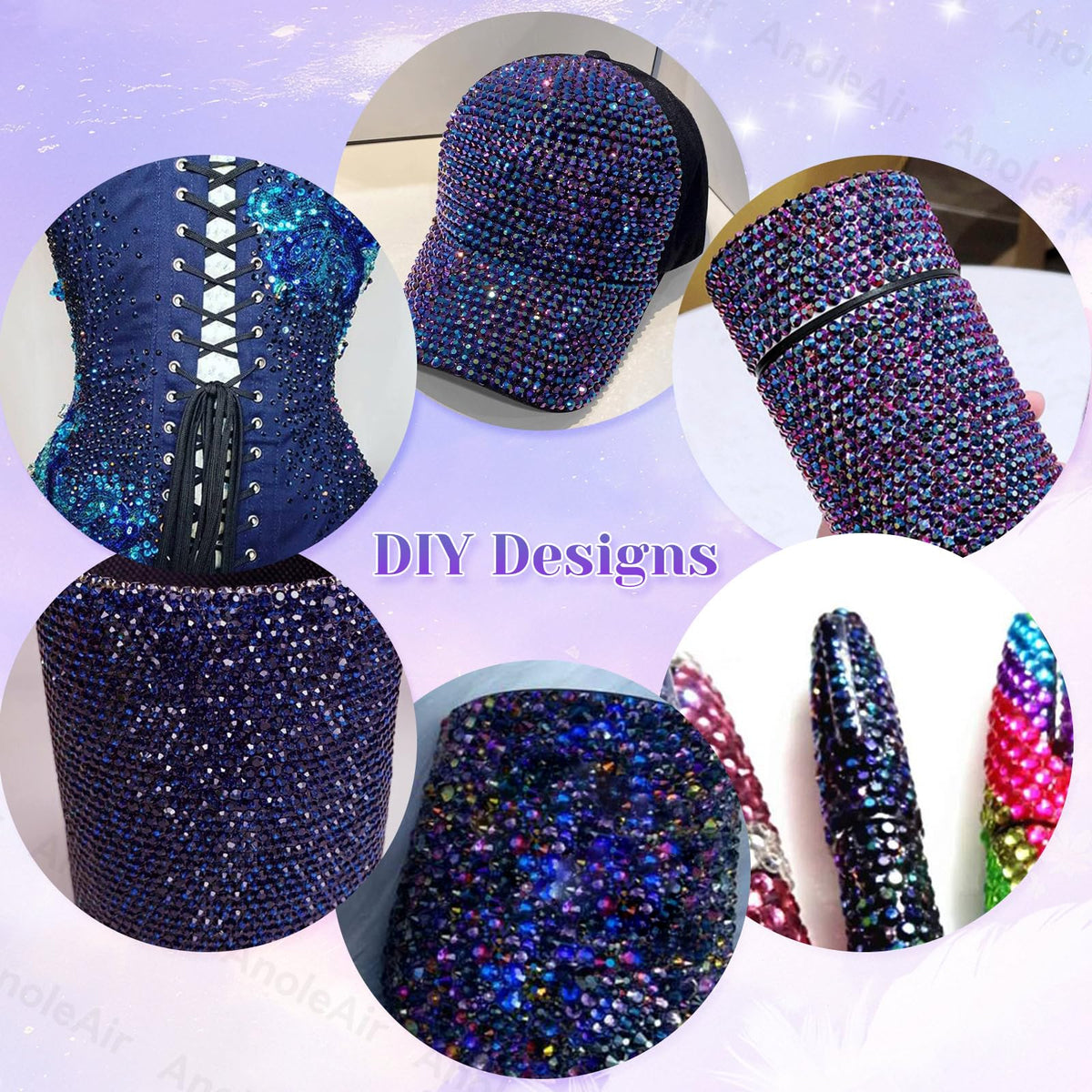 AnoleAir rhinestones displayed in packaging