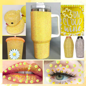 AnoleAir rhinestones kit packaging with vibrant yellow gems