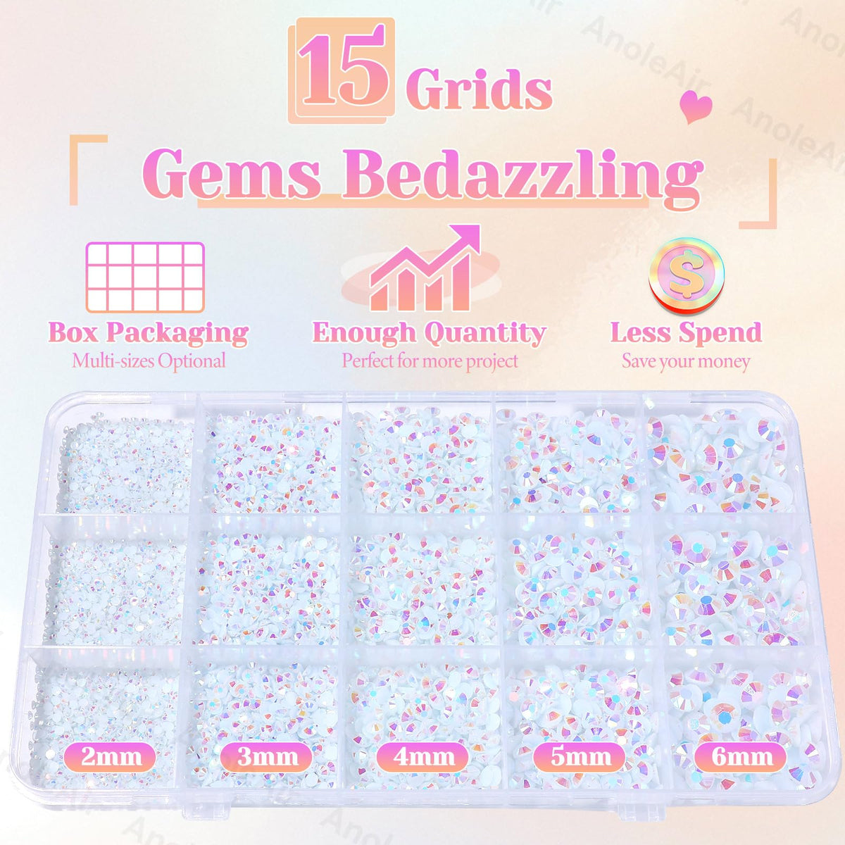 AnoleAir rhinestones kit with tools including tweezer and pickup pencil