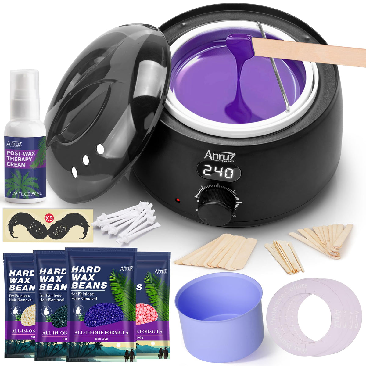 ANRUZ Waxing Kit digital wax pot with accessories