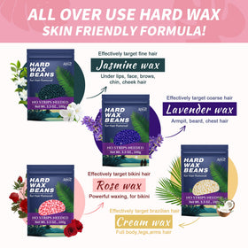 ANRUZ Waxing Kit with hard wax beads in different flavours