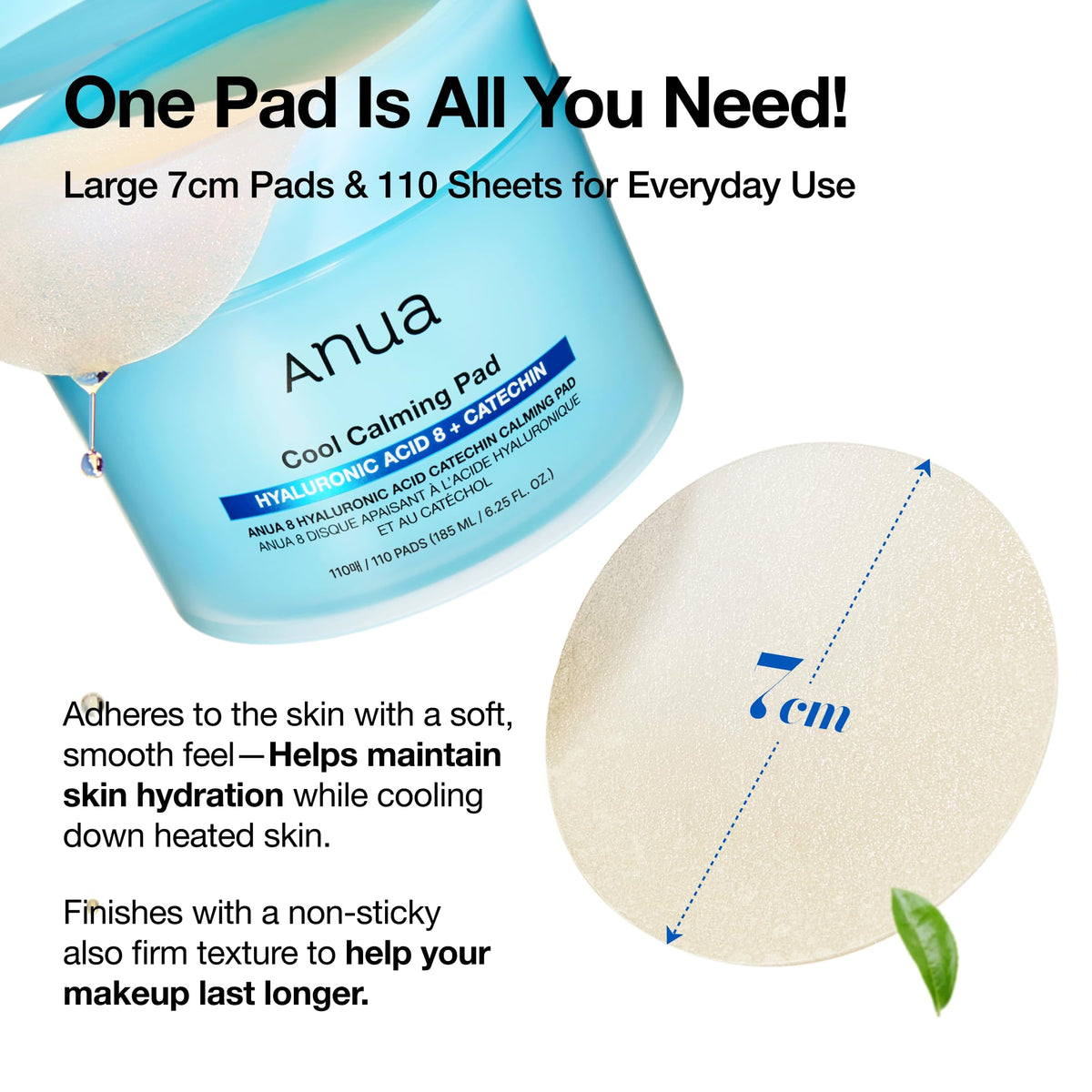 ANUA 8 Hyaluronic Acid Calming Pad side view