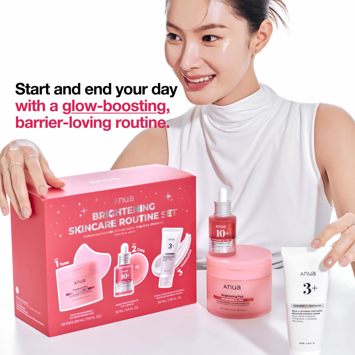 ANUA Brightening Skincare Set in a lifestyle scene