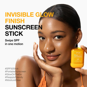 ANUA Invisible Glow Sun Stick showing clear formula on skin