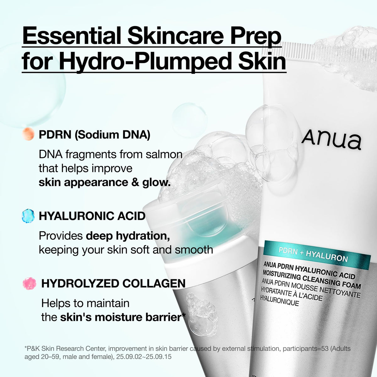 ANUA PDRN Cleansing Foam texture on hand